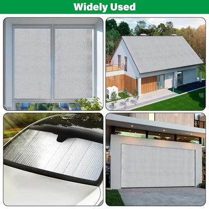 winemana Window Insulation Roll 48IN x 50FT Reflective Heat Shield Bubble Film Double-Sided Aluminum Foil Insulation Weatherproof Garage Door Cover for Windows RV Basement Winter Summer - size: 48 in x 50 ft