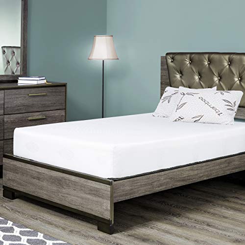 Fortnight Bedding 8 inch Queen Size Gel-Infused Memory Foam Mattress with White Stretch Knit Fabric - CertiPUR-US Foam – 10 Year Warranty - Made in USA - size: 60" x 80", style: 8 Inch