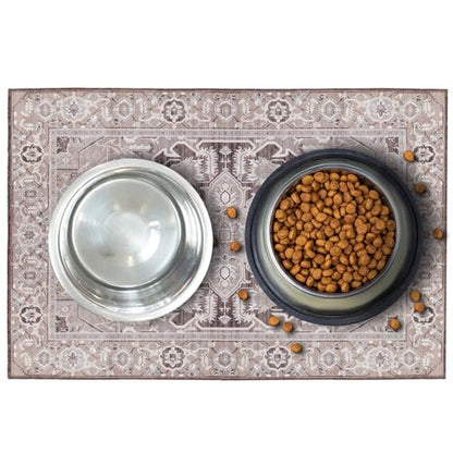 Lovewag Pets Waterproof 2-Pack Pet Feeding Mats - 16" x 24" Premium Cat & Dog Food Mat - Non-Slip, Machine Washable Food Mat Protects Floors & Contains Water Bowl Spills-Pet Place Mats (Caramel Crème) - color: Caramel Crème