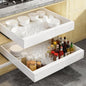 2-Pack Expandable Pull Out Cabinet Organizer 21" Deep with 3 Slide Rails, Adjustable Width (12"-22") Drawer Organizer for Kitchen Pantry Base Cabinets, Fixed with Roll Out Shelves Adhesive, White - size: 2 Pack