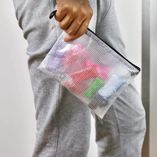 Oaimyy-A5(9"x 7"), Mesh Zipper Pouch Document Folders Bag Plastic Zip File Folders for School Office Supplies, Travel, Organizing Storage-Black,6 Pcs - size: A5
