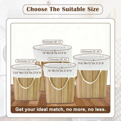 Canvas Laundry Bags with Handles & Square Base 16"Wx16"Depth x27.6"H, Extra Large Heavy Duty Laundry Basket Hamper Liner, Washable Drawstring Dirty Clothes Bag Canvas Storage Sack(Beige,1 Pack) - color: Beige 1-Pack | Square Base, size: 16"Wx16"Depthx27.6