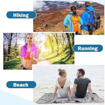 Oudain 4 Sets Quick Dry Towels 8 Pcs Drying 2 Sizes Microfiber Travel Towel for Camping Beach Hiking Yoga Swim Camping Gym and Travel with Mesh Bag