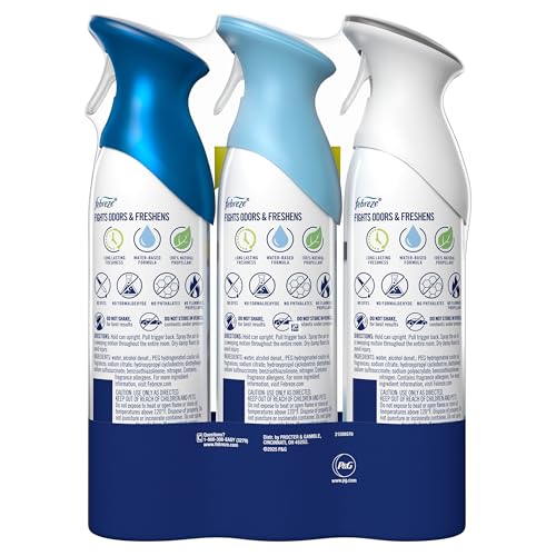 Febreze New & Improved Air Mist Scent Mix, Air Freshener, Home and Kitchen Essentials, Odor Fighting Room Spray, 8.1 oz bottle, 3 Count - style: Crisp Clean Mix Pack