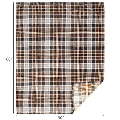 Carstens, Inc. Travel Blanket, Premium Compact 2-in-1 Airplane Blanket/Pillow, Grey & Chestnut Plaid - color: Grey & Chestnut Plaid, size: 50 inches x 60 inches