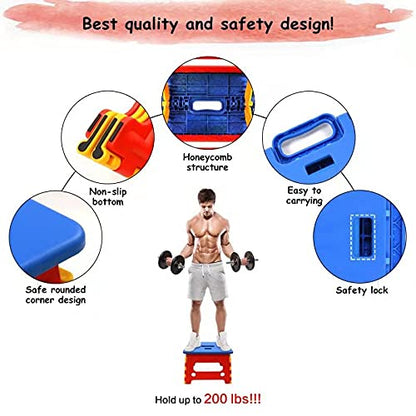 Kids Folding Step Stool for Toddlers Bathroom Sink – Safety Lock to Stable（1 Pack = Red+Blue） - color: Blue - Red