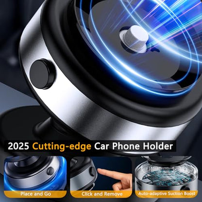 Electric Vacuum Magnetic Phone Holder for Car, Auto-Seal Smart Suction Cup Mount with N55 Magnet, 360° Adjustable Hands-Free Stand for iPhone 17 16 15 14 13 Pro Max, Gym, Mirror, Vlogging - color: Black