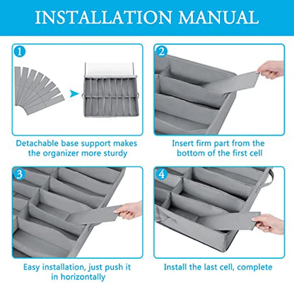 INAYA Under Bed Shoe Storage Organizer 2 Pack, Fits 32 Pairs, Large Underbed Shoe Box Storage Containers, Clear Foldable Shoes Organizer Under the Bed Sturdy Structure with Hard Bottom Support - size: 16+16 Cells (Hard Bottom Support)