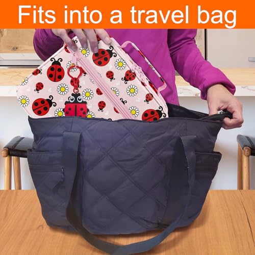 Medium Travel Pill Bottle Organizer, Child Medicine Bag with Zipper Toy, Carrier for Kids Medications and Medical Supplies - Lady Bugs - color: - M Kid Lady Bugs