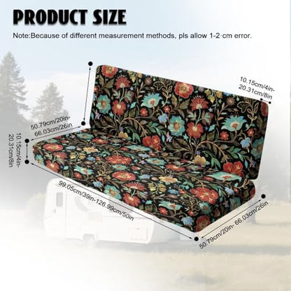 Floral Pattern 2 PCS RV Dinette Cushion Covers Wear-Resistan Camper Seat Covers Dinette Booth Camper Cushion Slipcover Sofa Slipover for Travel Trailer Couch - color: Floral