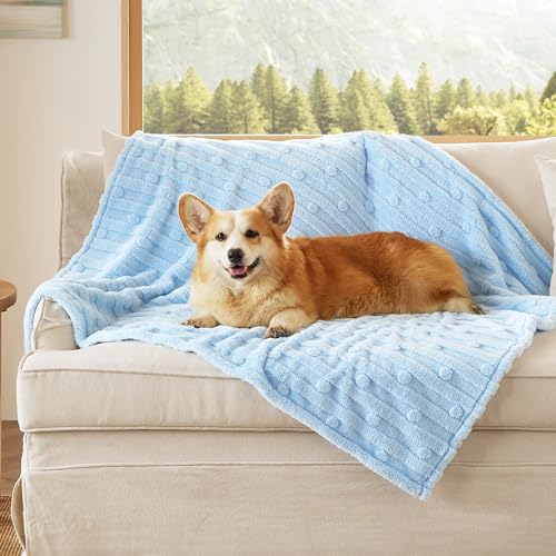 Bedsure Dog Blanket for Large Dogs Washable - Fluffy Fuzzy Puppy Cat Blanket with Premium 300GSM Coral Fleece Soft for Pet Kitten Doggy, Blue, 40x50IN - color: Blue Dot, size: L(40x50")