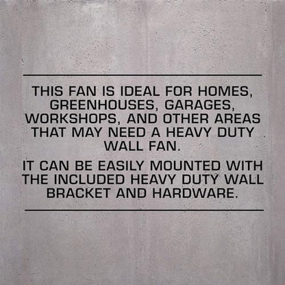 Hurricane Pro High Velocity Oscillating Metal Wall Mount Fan w/ 3 Speeds, Black, 20" - Corded Electric Air Cooling Unit w/ Powerful 4500 CFM Airflow for Home, Garage, Gym, Workshop & Greenhouse - style: 20" Pro Series