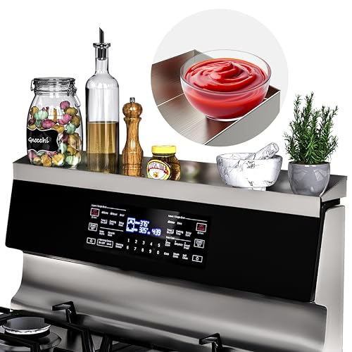 Mount Walker 30" Upgrade Stainless Steel Stove Top Shelf, Magnetic Shelf for Kitchen, Over The Stove Spice Rack Organizer, Back of Oven Rack with Border All Around, Silver - color: Silver