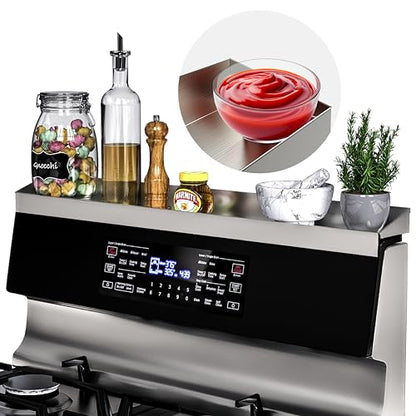 Mount Walker 30" Upgrade Stainless Steel Stove Top Shelf, Magnetic Shelf for Kitchen, Over The Stove Spice Rack Organizer, Back of Oven Rack with Border All Around, Silver - color: Silver