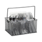 Mind Reader Multi-purpose Storage Caddy with Handle, Desktop Organizer, Cutlery Holder, 4 Compartments, Metal Mesh, Gray - color: Gray