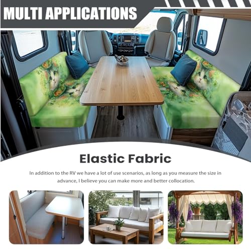 Cat Hat Shamrock RV Dinette Cushion Covers Washable Sofa Furniture Protector Stretch RV Couch Covers St. Patrick's Day Accessories Backrest Cover and Pillowcase - color: Cat Hat Shamrock