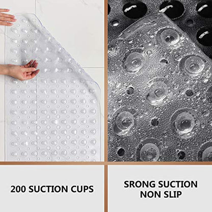Upgrade Baby Bath Mat Non Slip Extra Long Bathtub Mat for Kids 40 X 16 Inch - Eco Friendly Bath Tub Mat with 200 Big Suction Cups,Machine Washable Shower Mat,Clear - color: Clear