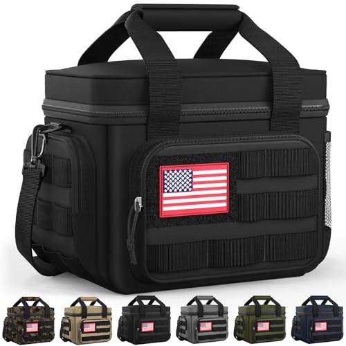 HOTOR Lunch Box for Men & Women - Insulated Lunch Bag with Multiple Pockets, Tactical Cooler Bag for Work, Hiking, Camping, Fishing, Travel, Black, 11.0" x 8.3" x 7.1" - color: Black, size: 8l - 1 Tier