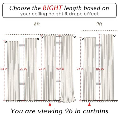 92 Inch Long Blackout Curtains, Neutral Greige Beige Polished Linen Texture Cat Proof Pleated Thermal Insulated Curtains for Living Room Bedroom 2 Panels Set, 93 Inch Curtains - color: Greige, size: 52"W x 92"L (Pack of 2)
