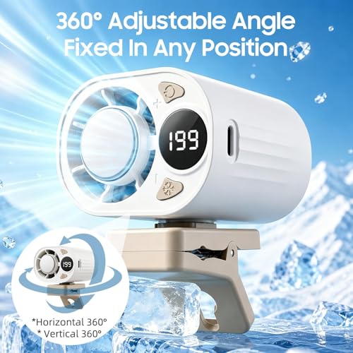 Car Clip On Air Conditioner Fan with LED Display, Portable Clip-On Fan, Mini USB Rechargeable Rotatable Fan, 3-Speed Silent Mini Bladeless Fans, Portable Air Conditioner for Cars (White) - color: White