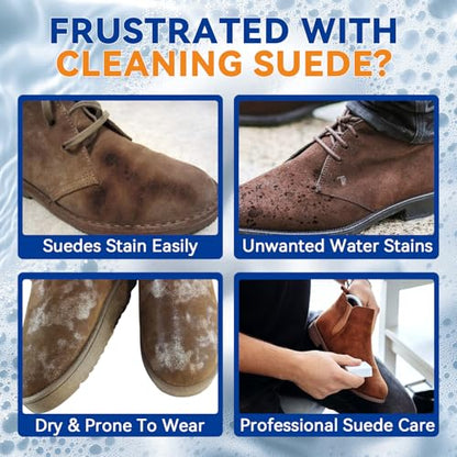 Suede Shoe Cleaner, Professional Shoe Cleaner Removes Stains, Salt, Dirt, Powerful Foam Suede Cleaner Kit for Nubuck, Suede, Knit, Canvas, Boots, Trainer, Suede Fabric of Bags, Furniture, Jacket