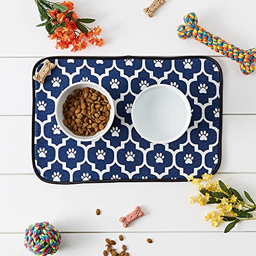 Bone Dry Machine Washable, Ultra Absorbent Pet Mat, 12x18, Nautical Blue/Off-White Lattice - color: Nautical Blue/Off-White Lattice, size: 12"L x 18"W