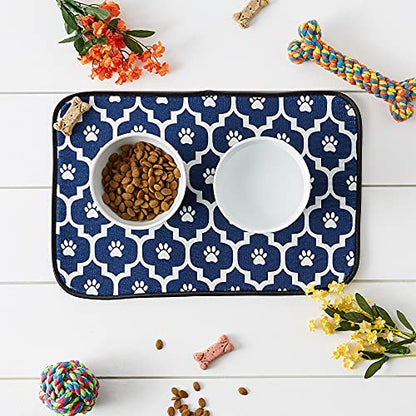 Bone Dry Machine Washable, Ultra Absorbent Pet Mat, 12x18, Nautical Blue/Off-White Lattice - color: Nautical Blue/Off-White Lattice, size: 12"L x 18"W
