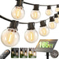 addlon 106FT(100+6) Solar String Lights with Remote, 54 Shatterproof G40 Bulbs, Commercial Grade Solar Powered Outdoor Light, Dimmable Waterproof Solar Lighting Outdoor for Garden Backyard Party Decor - size: 100FT