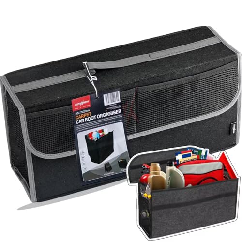 Car Trunk Organizer,Soft Felt Car Bag Organizer 20x6.11x10 inch Folding,for Honda CRV Civic Accord Ford Focus Fusion Toyota RAV4 Jeep SUV/Truck/Sedan/Van - color: Black, size: L