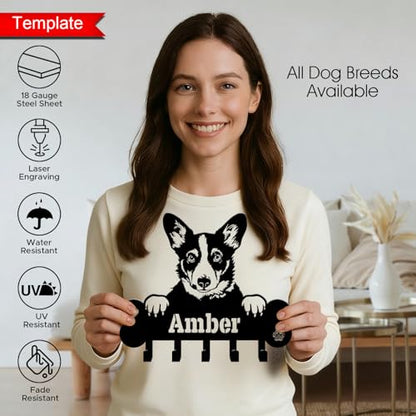 NIWAHO Dog Leash Holder Wall Mount Personalized Name - Custom Mountain Cur Metal Sign with Bone Key Hooks, Pet Leash and Key Organizer for Entryway - color: Mountain Cur