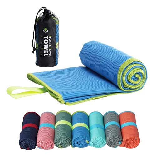 4Monster Microfiber Camping Towel - Quick Dry, Super Absorbent, Lightweight Travel Towel for Hiking, Beach, Gym, Backpacking, Yoga - Compact with Carry Bag (Blue, Medium(40.00" x 20.00")) - color: Blue, size: Medium(40.00" x 20.00")