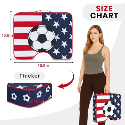 Stadium Seat Cushions 2 Pack - Portable Bleacher Cushions with 2.5-Inch Extra Thick High-Density Foam and Soccer Pattern - color: 2pack Soccer
