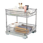Household Essentials Glidez Chrome-Plated Steel Pull-Out/Slide-Out Storage Organizer with Plastic Liners for Under Cabinet Use - 2-Tier Design - Fits Standard Size Cabinet or Shelf, Chrome - size: 14.5" - Standard, style: 2-Tier