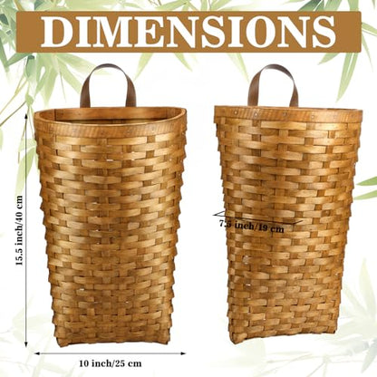 Domensi 15.5 x 10 x 7.5 Inch Front Door Basket Woven Wall Hanging Basket Hanging Storage Decor Farmhouse Decor Crafting DIY for Front Door(15.5 x 10 x 7.5 Inch,Classic Style)