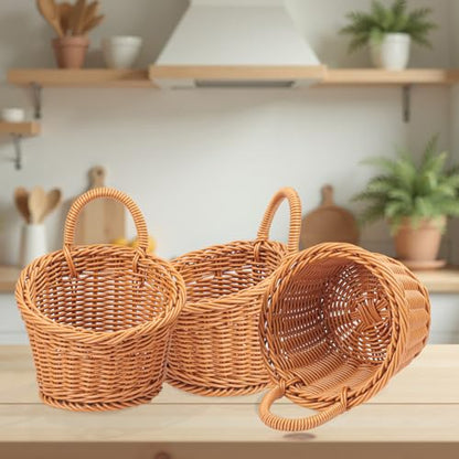 6 Pack 6.3 x 5 inch Woven Hanging Fruit Basket, Wall Hanging Wicker Baskets, Wall fruit Wicker Basket for Kitchen, Planter, Vegetable & Fruit, Boho Home Decor - size: 6 Pack 6.3 x 5 inch