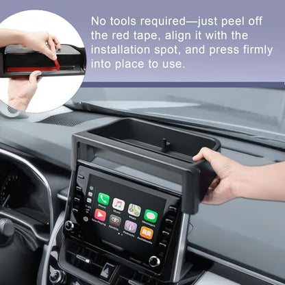 RUNROAD Dashboard Organizer Tray Compatible with Toyota Corolla 2019-2026 and Corolla Cross 2022-2026 Accessories, Dash Board Behind Screen Storage Box Coin Holder (ONLY Fit 8-inch Touch Screen)