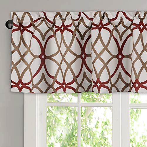 H.VERSAILTEX Blackout Curtain Valances for Kitchen/Bathroom - Thermal Insulated Window Valances for Living Room/Bedroom Rod Pocket Short Curtain 1 Panel, 52x18 inch, Geo in Taupe and Red - color: Geo in Taupe and Red