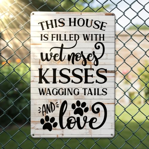 Funny Dog Cat Lover Decor Gifts Housewarming New Home Birthday Gifts for Women Men Friend Rustic Farmhouse Metal Tin Sign Home Office Wall Art Decor 7 x 10.5 Inch - color: Generic20