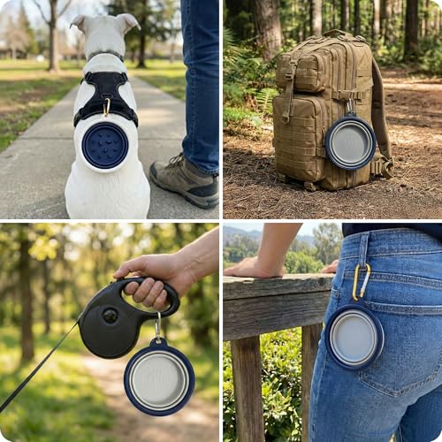 American Kennel Club 2-Pack Collapsible Travel Bowls for Dogs – Blue/Gray, Portable Food & Water Bowls - color: Blue/Gray