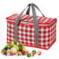 Insulated Reusable Food Picnic Bag Beach Bags, Cooler Bags with Zippered Top -for Hot or Cold,Picnic Basket Collapsible,Beach, Outdoor Party, Camping,Festivals (Red) - color: Red