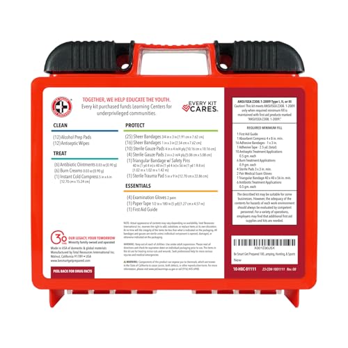 Be Smart Get Prepared OSHA/ANSI First Aid Kit - 10 Person, 100 Pieces - Designed for Home, Business, School, Industrial, and Restaurants - Compact & Portable