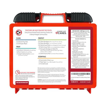 Be Smart Get Prepared OSHA/ANSI First Aid Kit - 10 Person, 100 Pieces - Designed for Home, Business, School, Industrial, and Restaurants - Compact & Portable