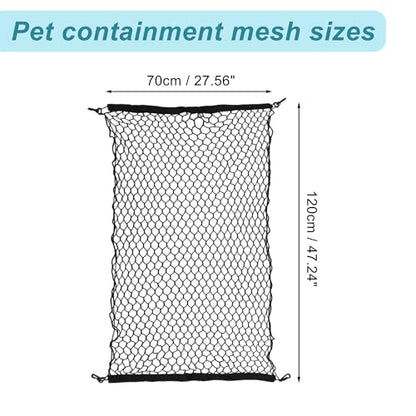 Dog Car Net Barrier, Hook Pet Divider - Black, 47.24"x27.56" - size: 47.24"x27.56"