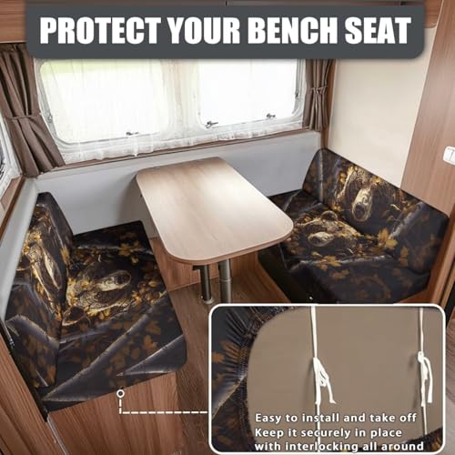 Bear Hunting Forest RV Dinette Cushion Covers Non Slip Camper Cushion Cover Dinette Booth Set RV Seat Covers for RV Camper Sofa, Washable - color: Bear Hunting Forest
