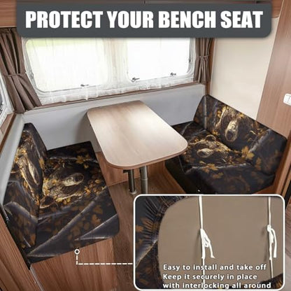 Bear Hunting Forest RV Dinette Cushion Covers Non Slip Camper Cushion Cover Dinette Booth Set RV Seat Covers for RV Camper Sofa, Washable - color: Bear Hunting Forest