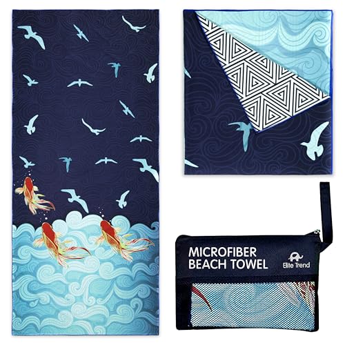 Quick Dry Towel Extra Large 78x35 Inch - Microfiber Beach Towel - Perfect for Beach, Travel, Swimming, Pool, Yoga, Hiking, Camping - Lightweight, Fast Drying, Compact for Adults (Koi Fish) - color: Koi Fish, style: Extra Large 78x35"