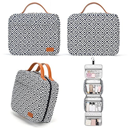 Bosidu Hanging Travel Toiletry Bag,Large Capacity Cosmetic Travel Toiletry Organizer for Women with 4 Compartments & 1 Sturdy Hook,Perfect for Travel/Daily Use/Christmas - color: Plaid