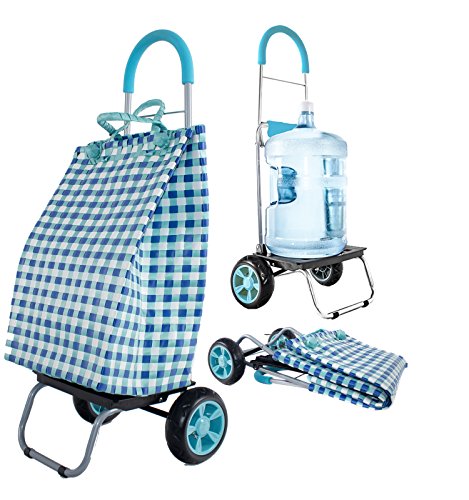 dbest products Trolley Dolly Shopping Grocery Foldable Cart Storage Mom, Blue Polka Dot - color: Blue Basket Weave, style: Cart
