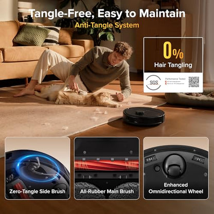 roborock Qrevo S Pro Robot Vacuum and Mop, 18,500Pa Suction, Multifunctional Dock with 167℉ Mop Self-Cleaning, Smart Obstacle Avoidance, Anti-Tangle Brush, Liftable Spinning Mop, Black - color: Black