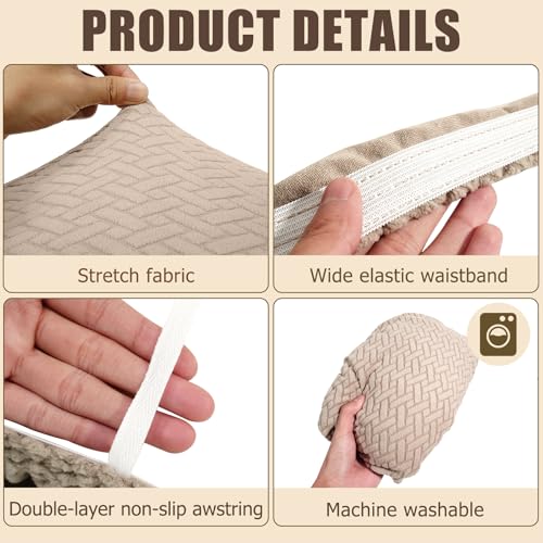 2 Piece RV Couch Covers for Sofa Bed, Stretch Elastic Camper Slipcover for RV Jackknife Sofa Bed, Washable Anti-Slip Furniture Protector, Pet Friendly & Wrinkle Free (Khaki) - color: Khaki